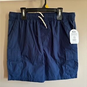 NWT Wonder Nation Drawstring Cargo Shorts Navy size L 10/12 Husky